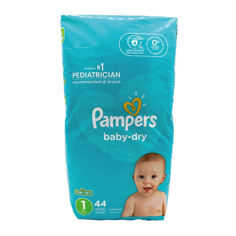 PAÑALES PAMPERS BABY DRY TALLA 1 - 44 UND