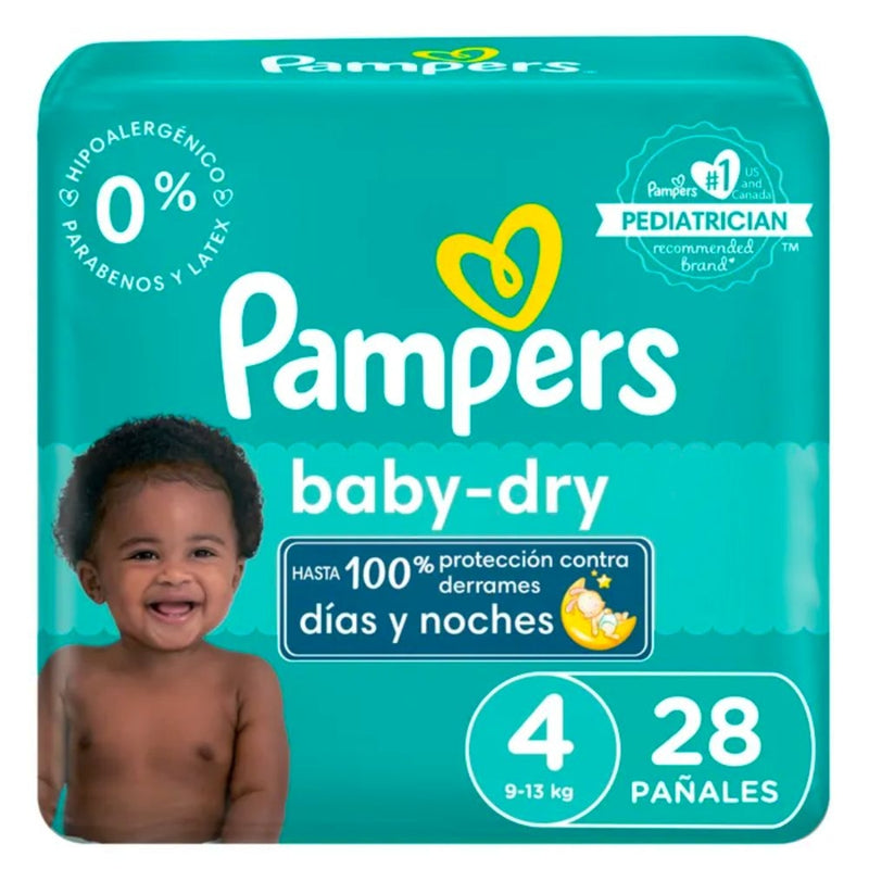 PAÑALES PAMPERS BABY DRY TALLA 4 - 28 UND