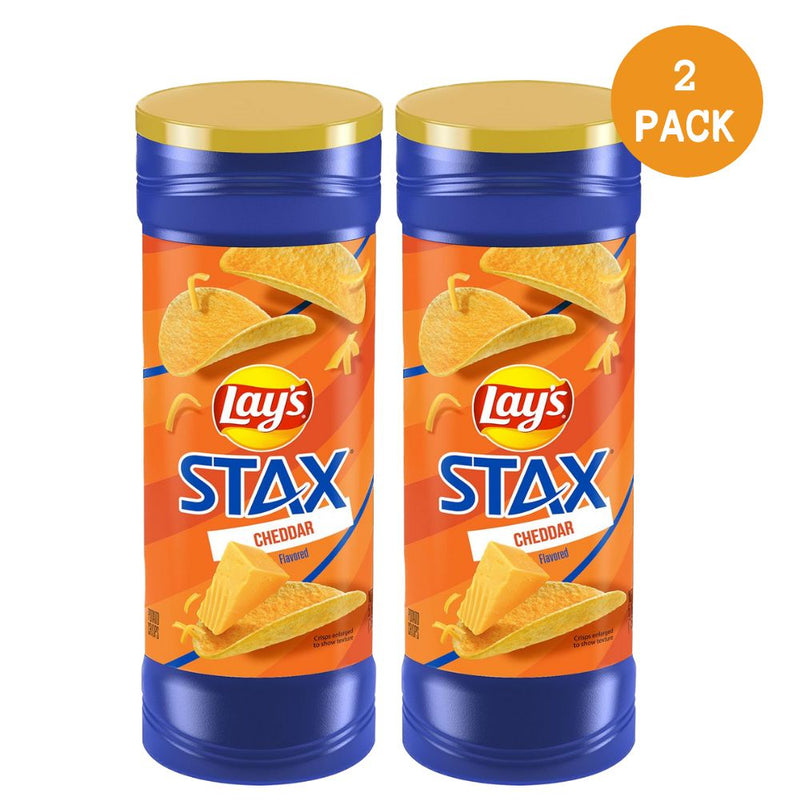 PAPAS LAYS STAX CHEDDAR LARGE 2 PACK