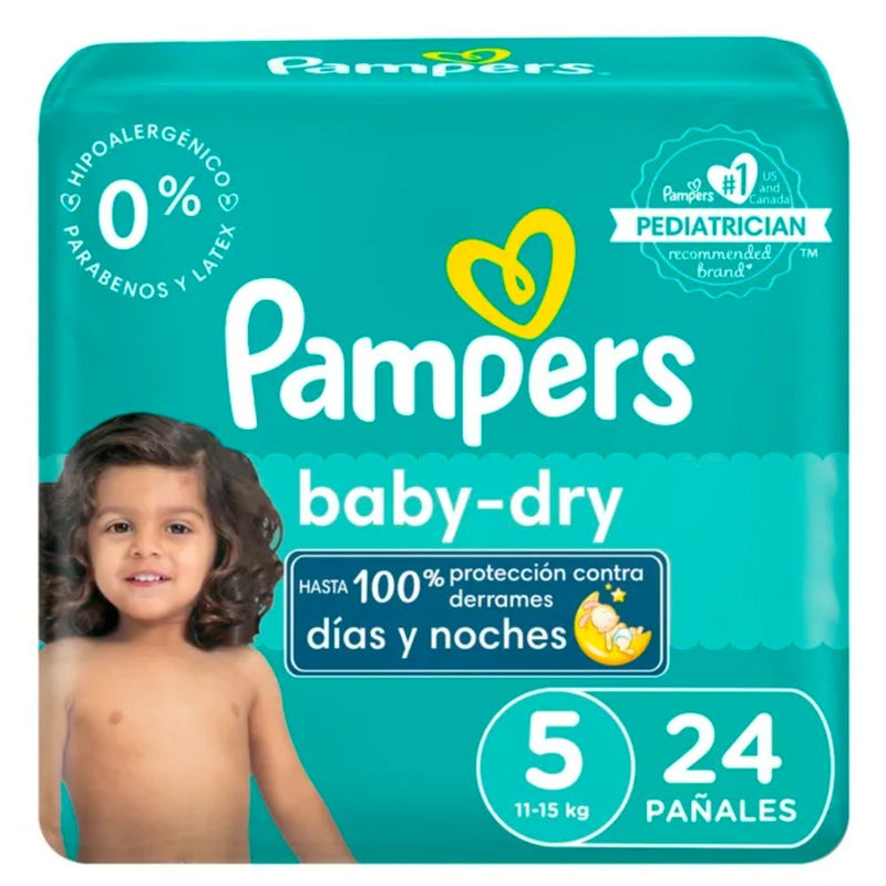 PAÑALES PAMPERS BABY DRY TALLA 5 - 24 UND