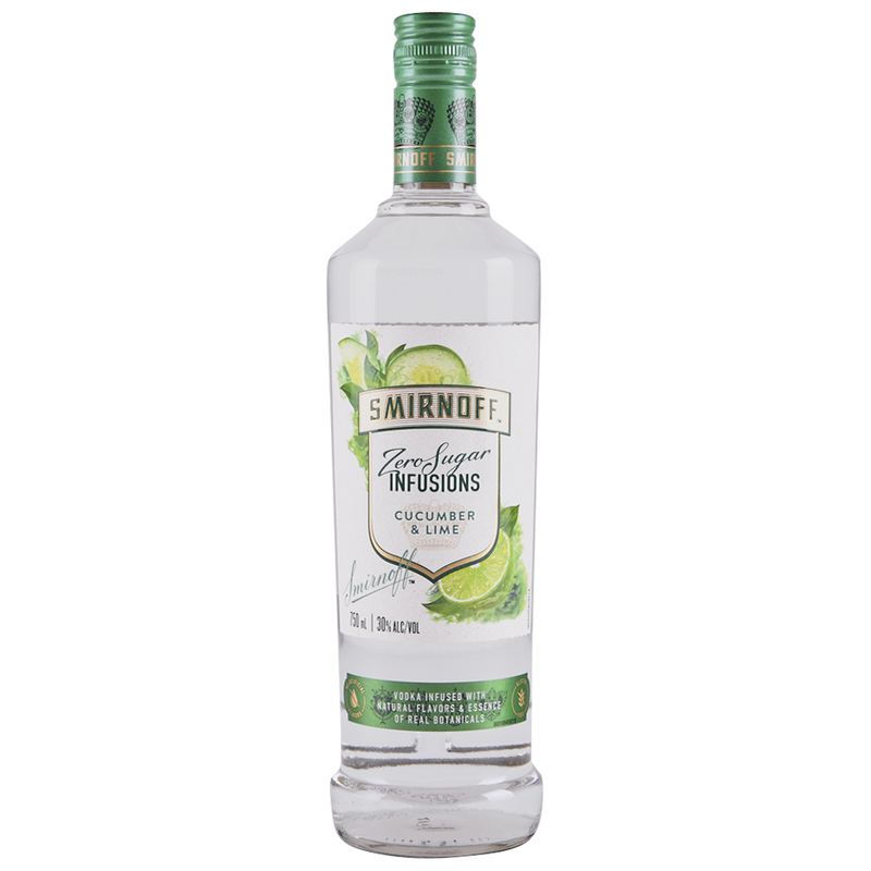SMIRNOFF ZERO SUGAR INFUSIONS CUCUMBER AND LIME 750 ML