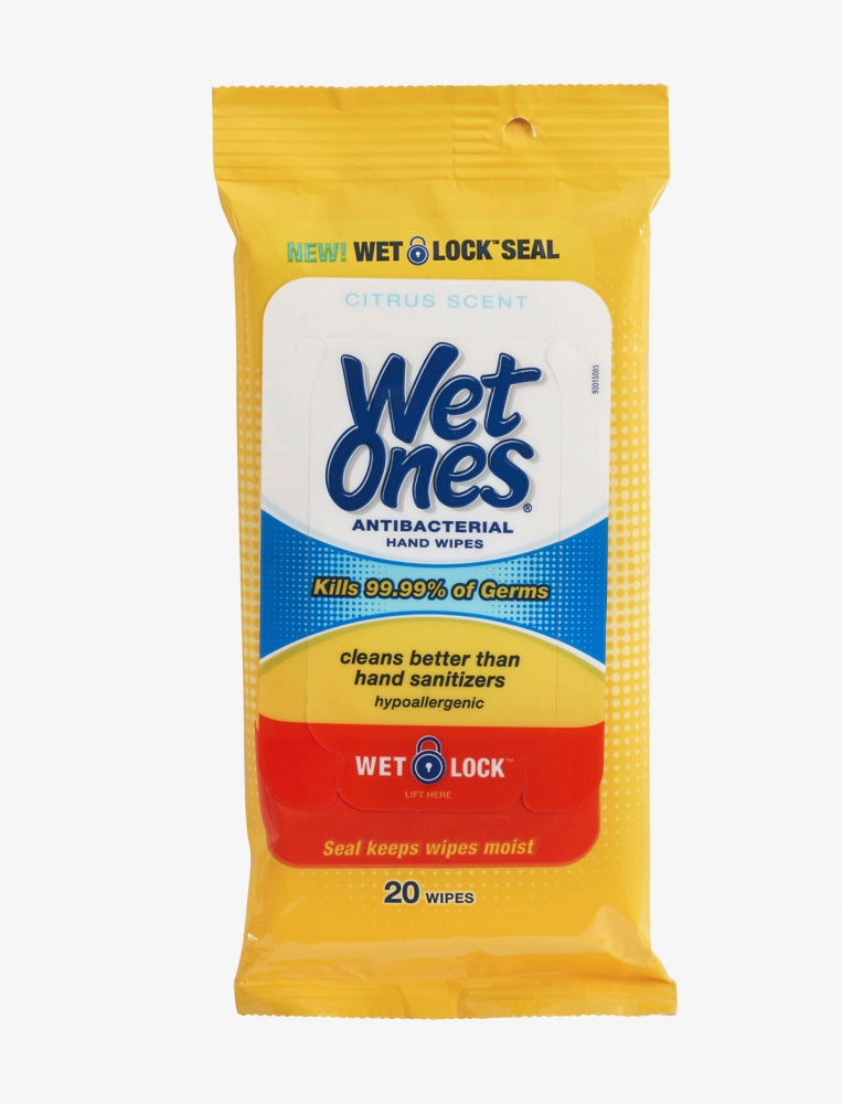 WIPES ANTI BACTERIAL WET ONES CITRUS TRAVEL 20 UNIDADES