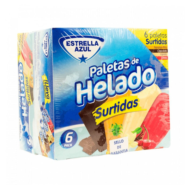PALETAS DE HELADO SUTIDAS ESTRELLA AZUL 6 PACK