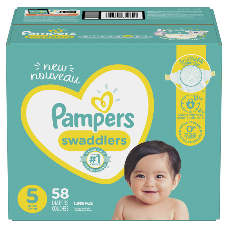 PAMPERS SWADDLERS TALLA 5 58 UNIDADES