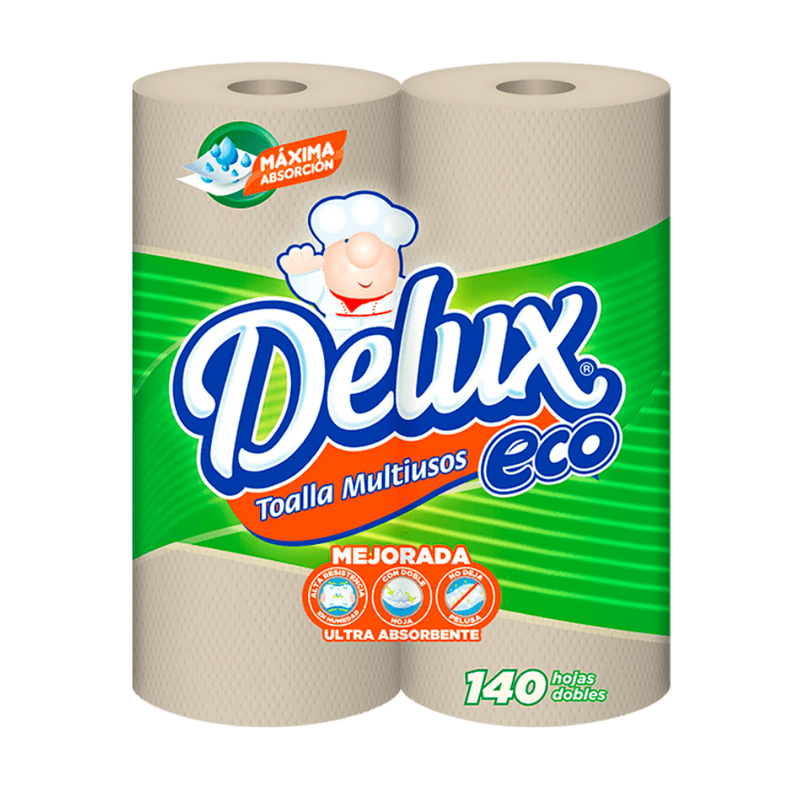 PAPEL TOALLA DELUX 2 ROLLOS ECO PACK NATURAL