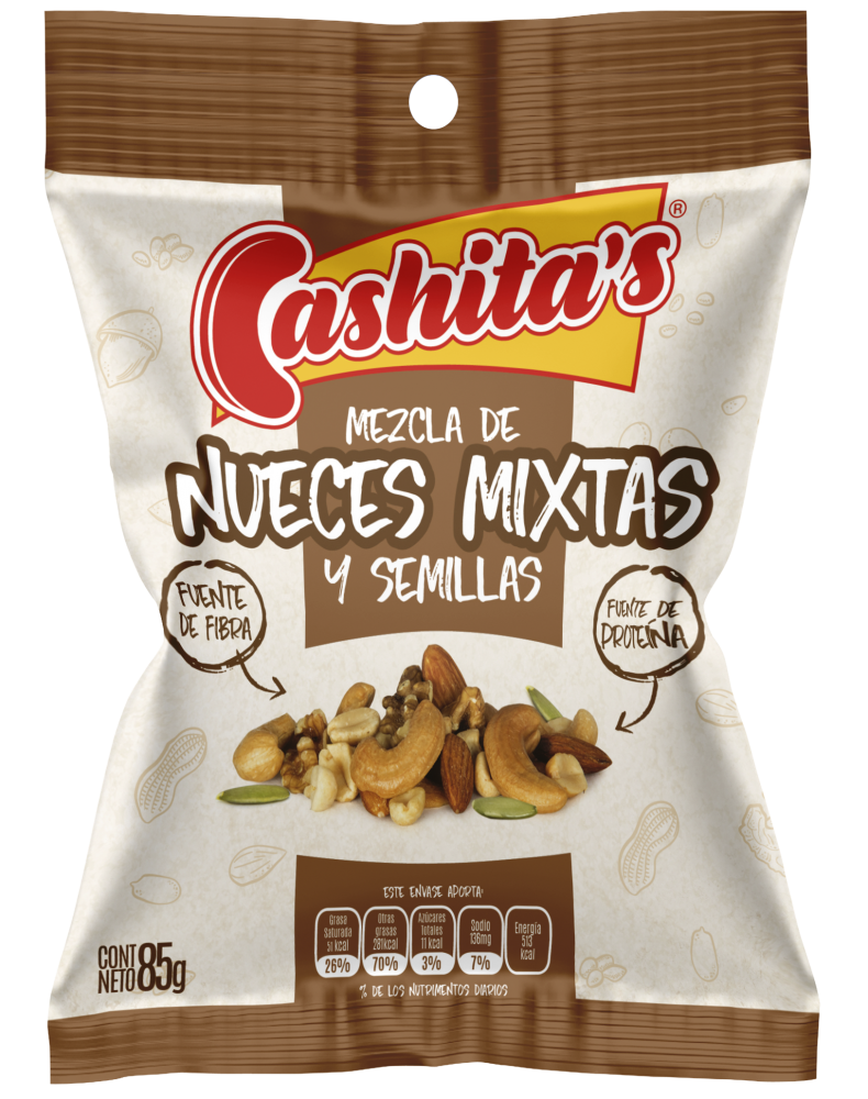 CASHITAS MEZCLA DE NUECES MIXTAS Y SEMILLA 85 G
