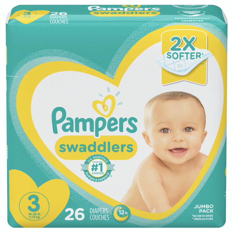 PAÑALES PAMPERS SWADDLERS TALLA 3 - 26 UND