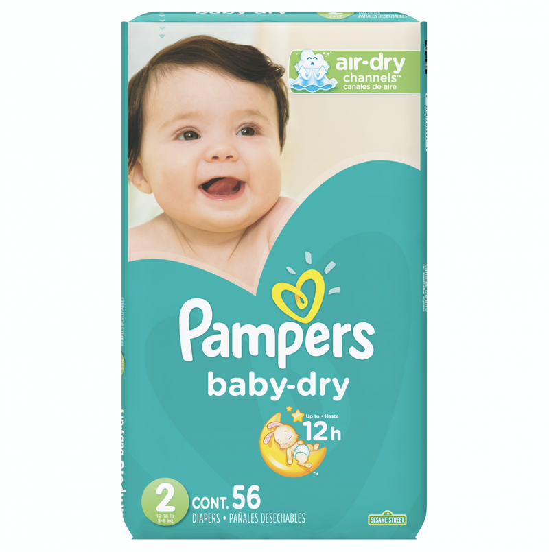 PAÑALES PAMPERS BABY DRY TALLA 2 - 56 UND