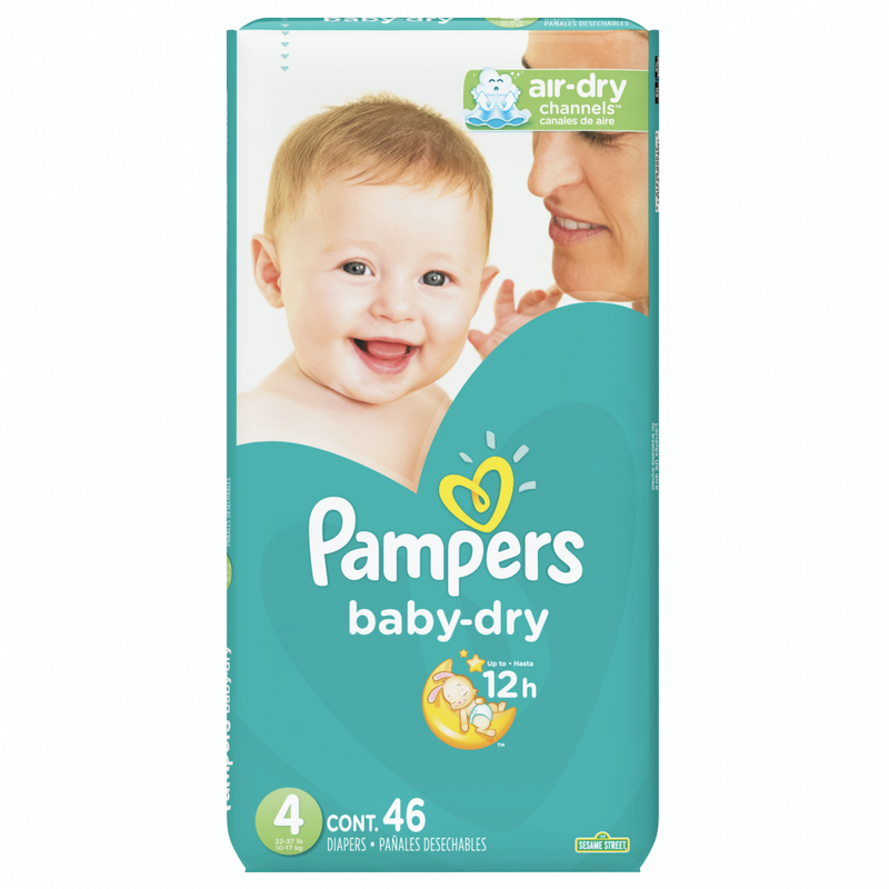 PAÑALES PAMPERS BABY DRY TALLA 4 - 46 UND