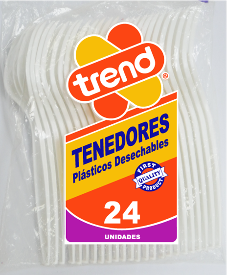 TENEDORES PLASTICOS TREND BLANCOS 24 UNIDADES