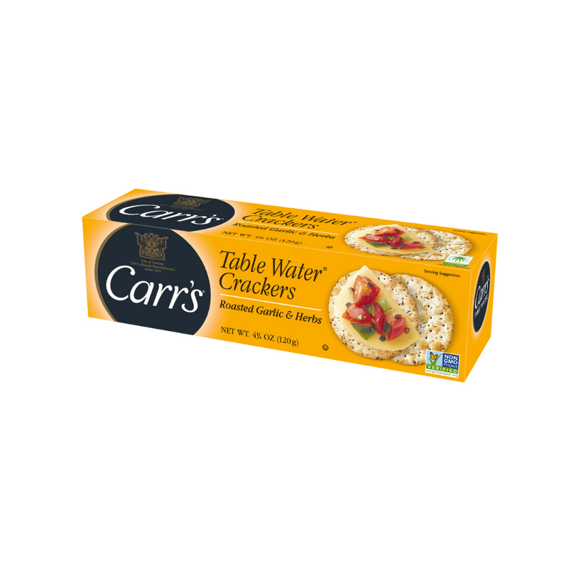 GALLETAS CARRS TABLE WATER CRACKERS BAKED WITH ROASTED GARLIC & HERBS 120 GR